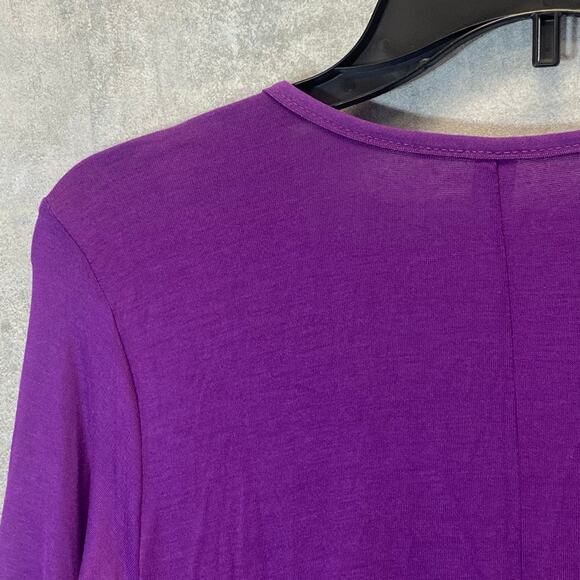 24/7 COMFORT APPAREL Women's Purple V-Neck 3/4 Sleeve Swing Tunic Top SZ S - Picture 4 of 8